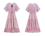 R.Vivimos Womens Summer Floral Print Cotton Short Sleeve Flowy Dress