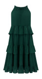 R.Vivimos Women's Summer Dress Boho Sleeveless Halter Layered Ruffle Casual Swing Mini Dress with Pockets