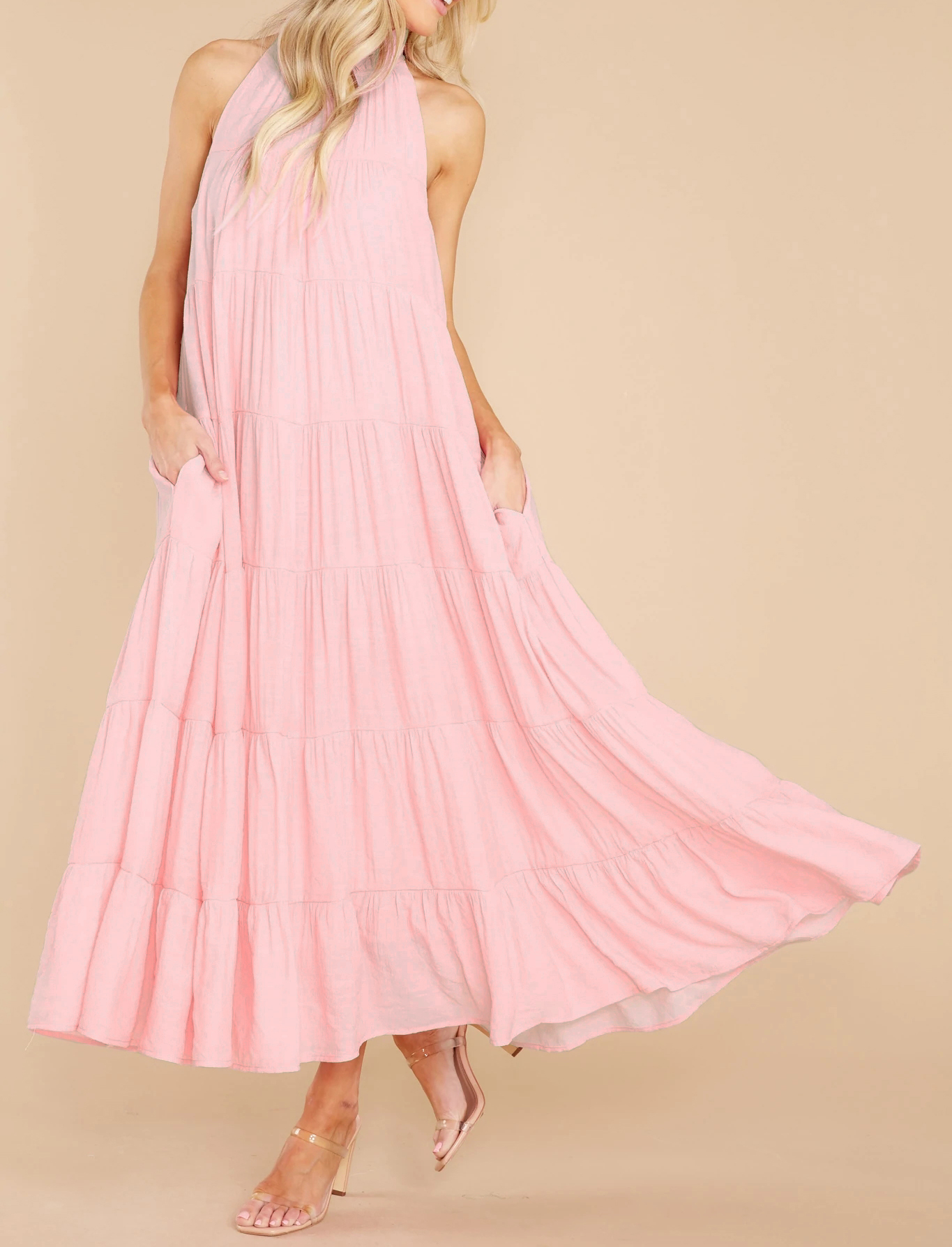 R.Vivimos Women's Summer Boho Ruffle Halter Sleeveless Mock