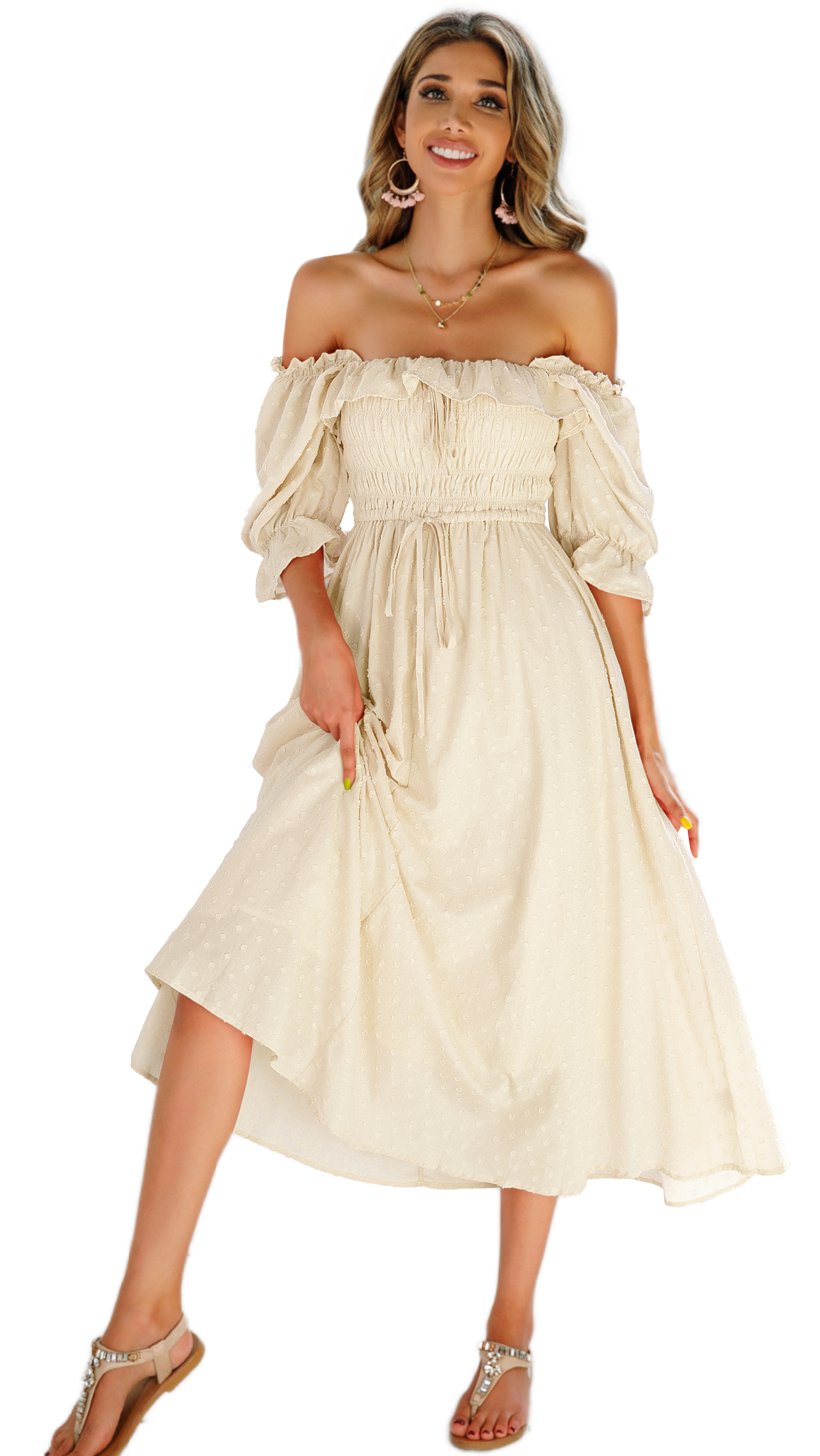 R.Vivimos Women Summer Half Sleeve Cotton Ruffled Vintage Elegant