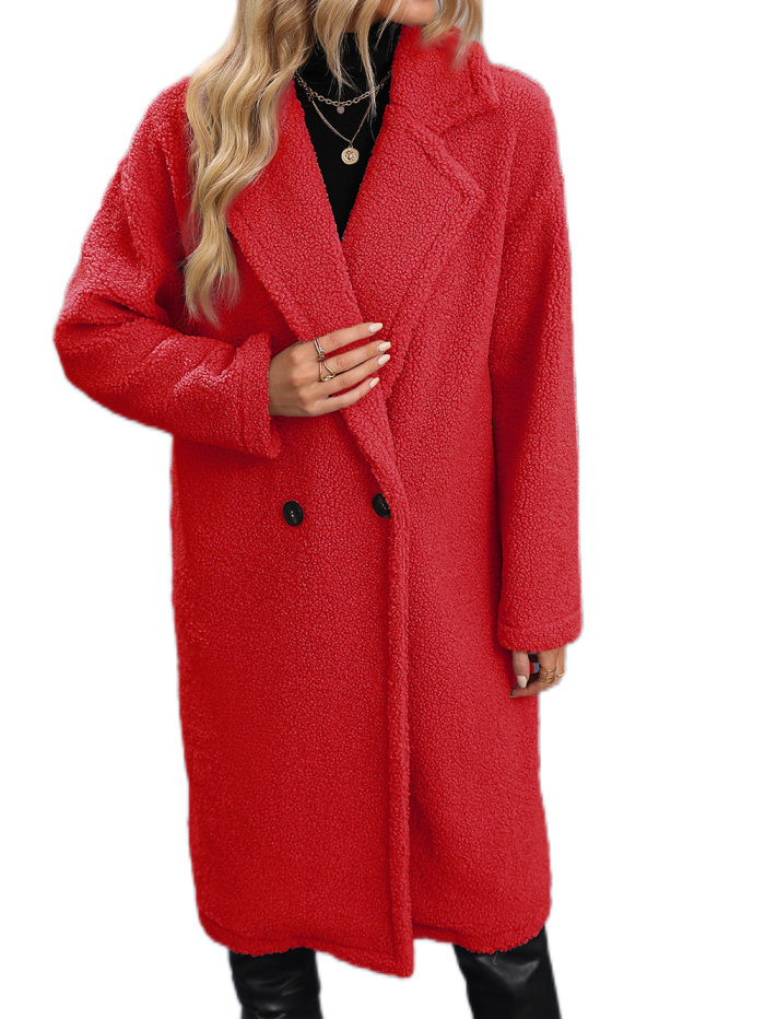 R.Vivimos Winter Coats for Women Faux Fur Long Sleeve Lapel Fuzzy Fleece Casual Warm Mid-Long Outerwear
