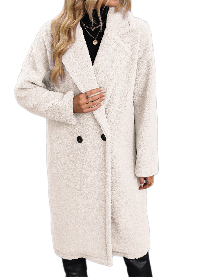 2022 Women Winter Faux Leather Jacket Long Sleeve Lapel Fleece