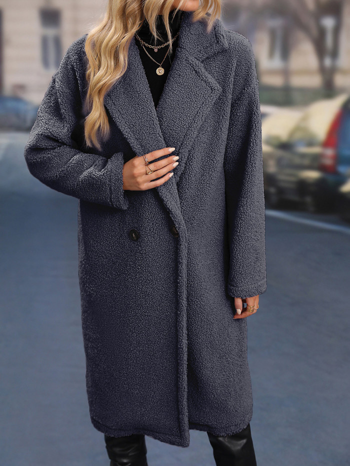 R.Vivimos Winter Coats for Women Faux Fur Long Sleeve Lapel Fuzzy Fleece Casual Warm Mid-Long Outerwear