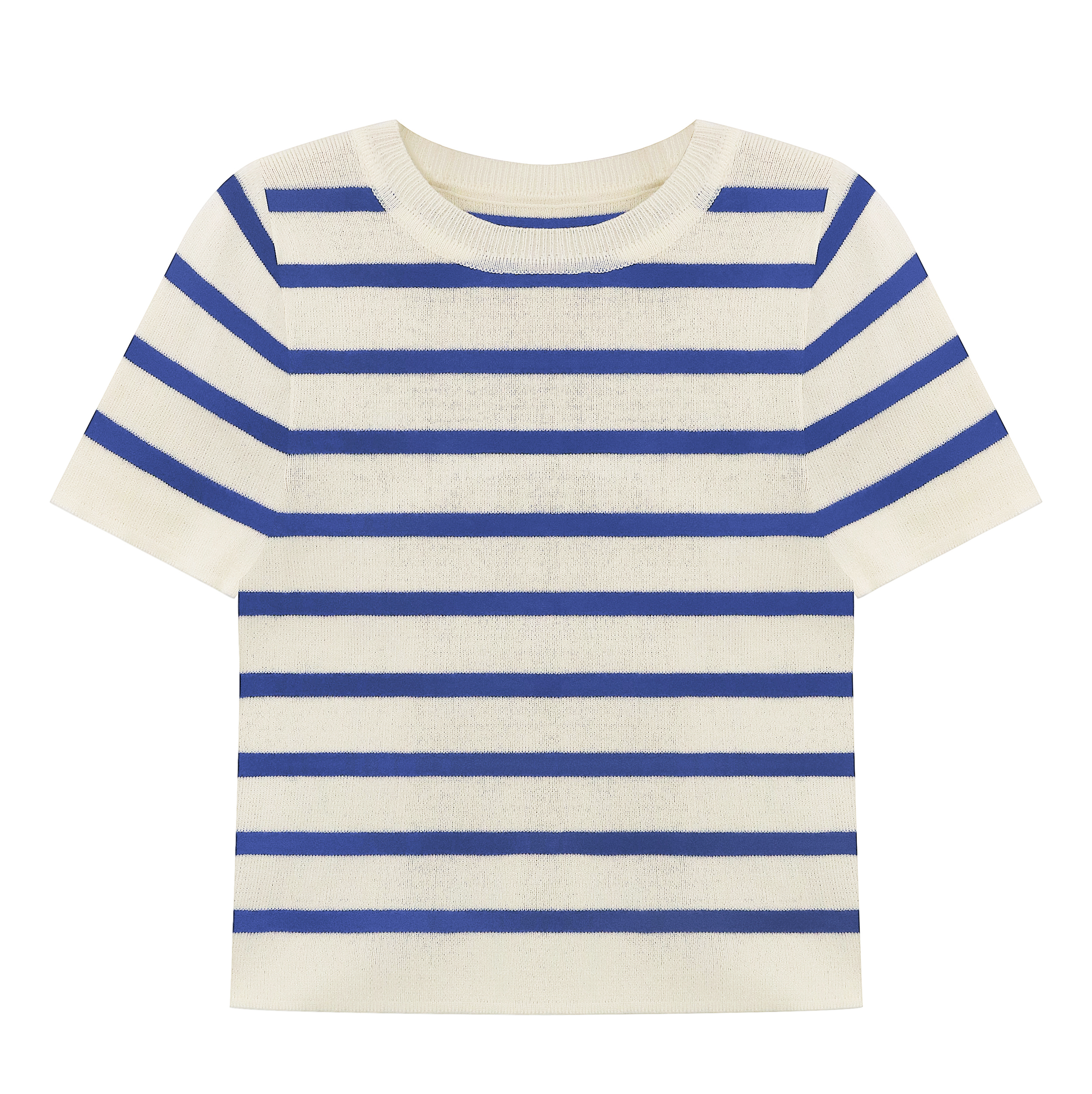 R.Vivimos Crop Tops for Women Spring Summer Short Sleeve Crew Neck Rib-Knit Stretchy Striped T-Shirts Blouses3