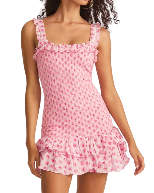 R.Vivimos Women's Summer Cute Strap Mini Dress Boho Casual Sleeveless Tiered Ruffle Stretchy Smocked Backless Bodycon Dresses