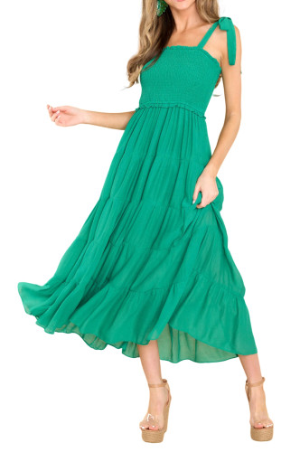 R.Vivimos Women's Summer Dress Cotton Adjustable Straps Boho Ruffled Stripe Causal Flowy Midi Dress with Pockets