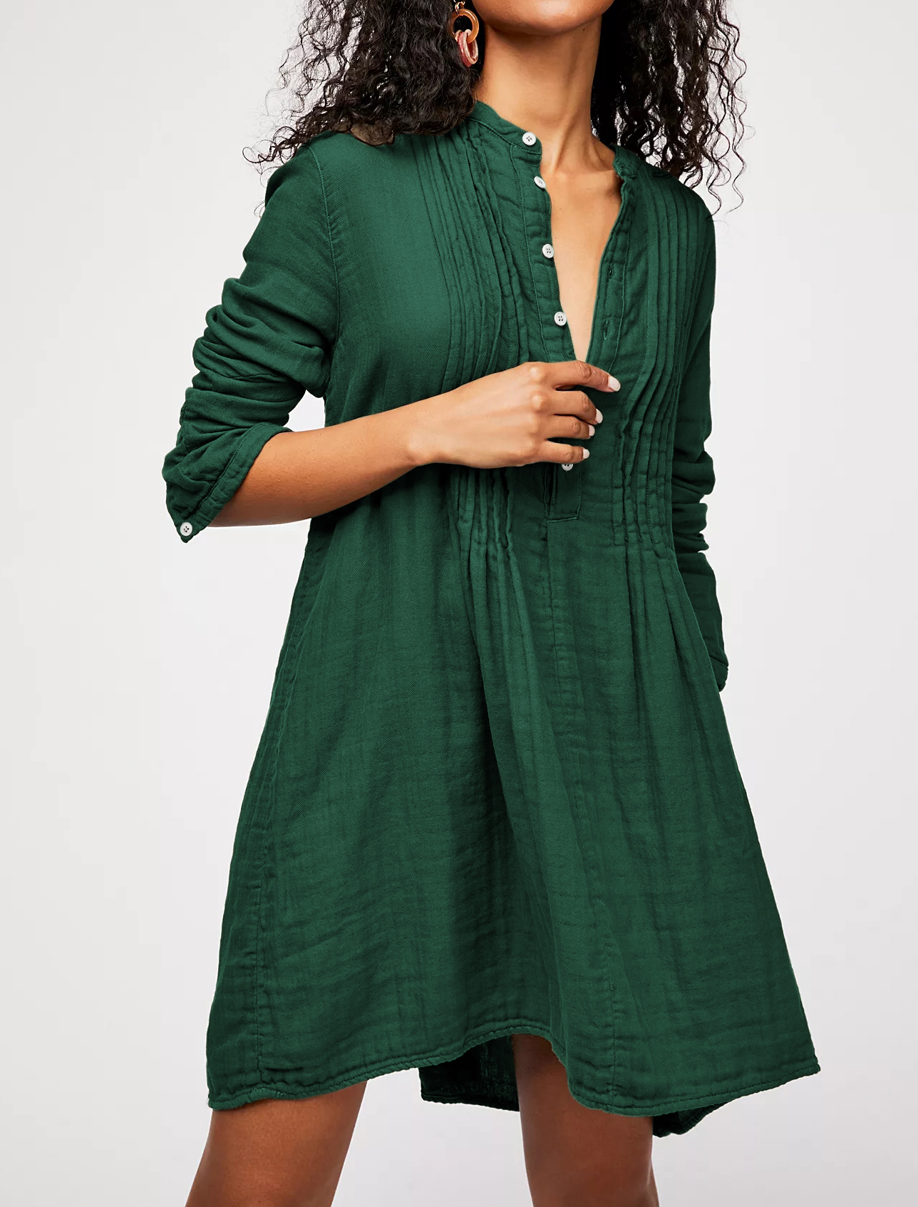 り*ん様 vienne volume sleeve shirts dress Viscose Crepe Long Sleeve Woven Midi Shirt Dress | Karen Millen