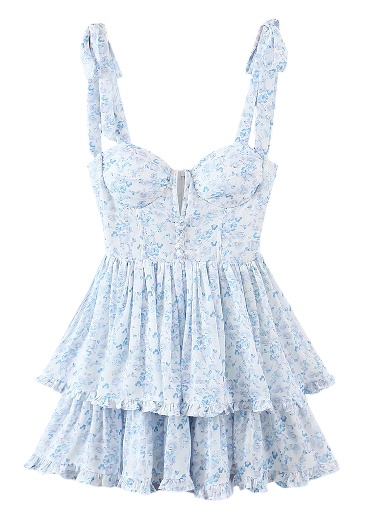 R.Vivimos Womens Corset Dress Summer 2024 Boho Floral Print Adjustable Straps Sexy Backless Layered Ruffle Hem Mini Sundress4