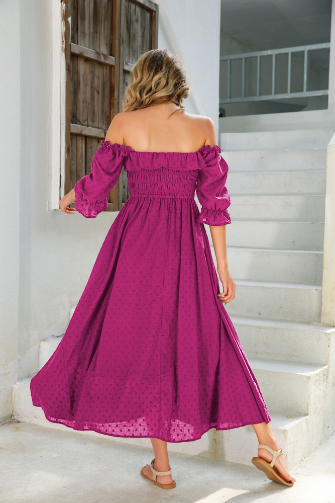 R.Vivimos Women Summer Half Sleeve Cotton Ruffled Vintage Elegant Backless A Line Flowy Long Dresses