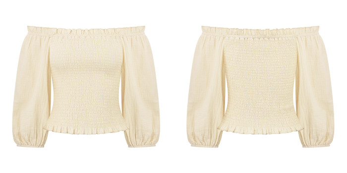 R.Vivimos Women's Summer Linen Short Sleeves Off The Shoulder Crop Tops Ruffle Slim Blouses