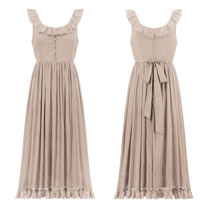R.Vivimos Womens Summer Cotton Sleeveless Midi Dresses Vintage Lace Trim Button Up Tie Waist Casual A-Line Flowy Long Dresses