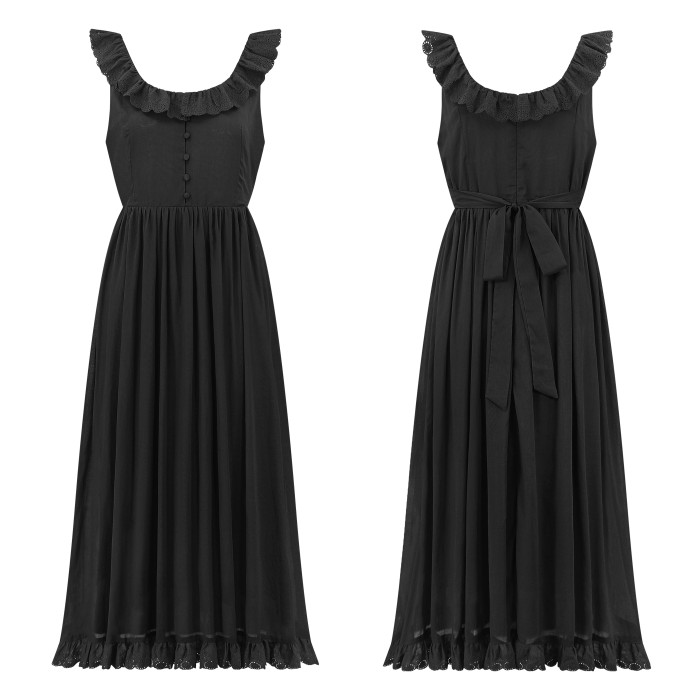 R.Vivimos Womens Summer Cotton Sleeveless Midi Dresses Vintage Lace Trim Button Up Tie Waist Casual A-Line Flowy Long Dresses
