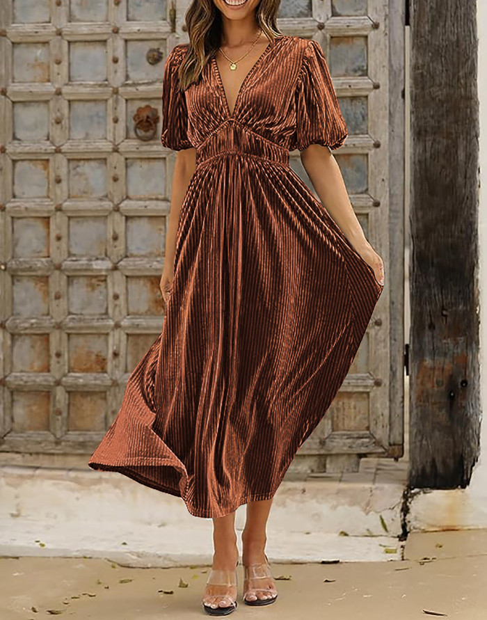 brown velvet dress Dark Brown Velvet and Taffeta Maxi Dress with Ruffled Hem – shopaleena main image 1