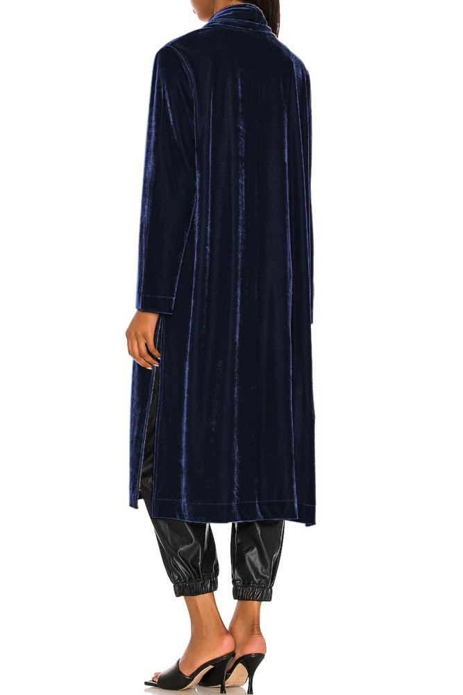 R.Vivimos Women's Long Cardigans Fall Velvet Long Sleeve Open Front Side Slit Loose Casual Jackets Duster Coat with Pockets