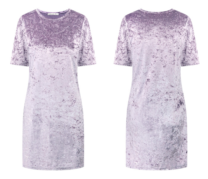 R.Vivimos Women's Summer Short Sleeve Crushed Velvet Mini Short Dresses
