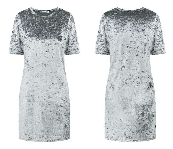 R.Vivimos Women's Summer Short Sleeve Crushed Velvet Mini Short Dresses