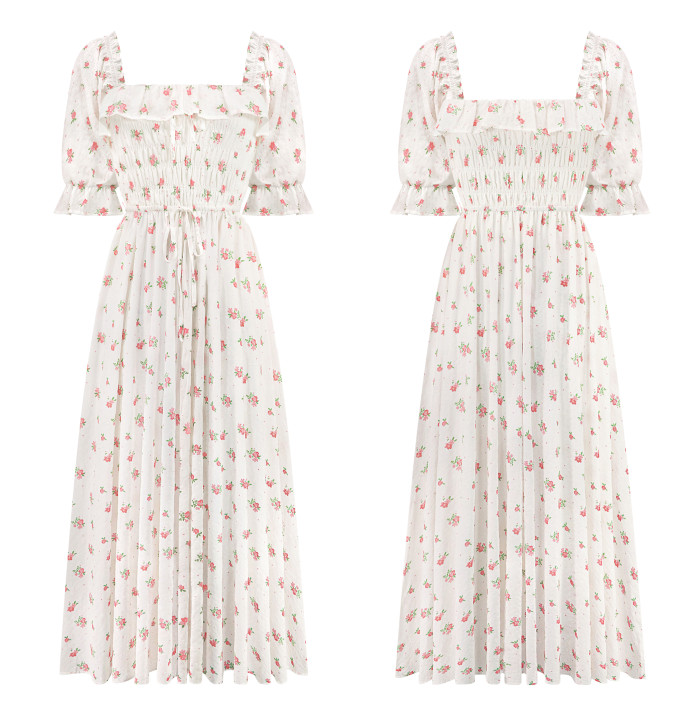 R.Vivimos Women Summer Half Sleeve Cotton Ruffled Vintage Elegant Backless A Line Flowy Long Dresses