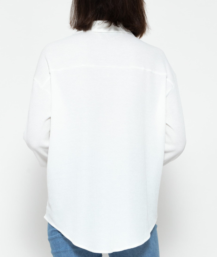 R.Vivimos Womens Long Sleeve Button Down Shirts Fall Winter Casual Loose Waffle Knit Tops
