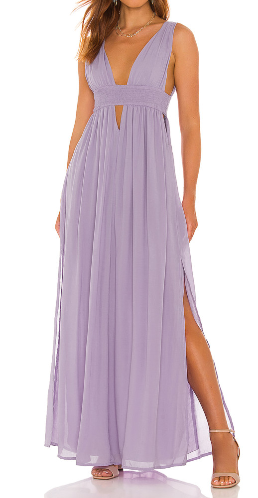 R.Vivimos Boho Dress for Women Sexy Deep V Neck Sleeveless Hollow Out Backless Casual Side Slit Maxi Dress