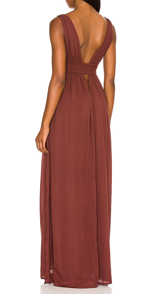 R.Vivimos Boho Dress for Women Sexy Deep V Neck Sleeveless Hollow Out Backless Casual Side Slit Maxi Dress