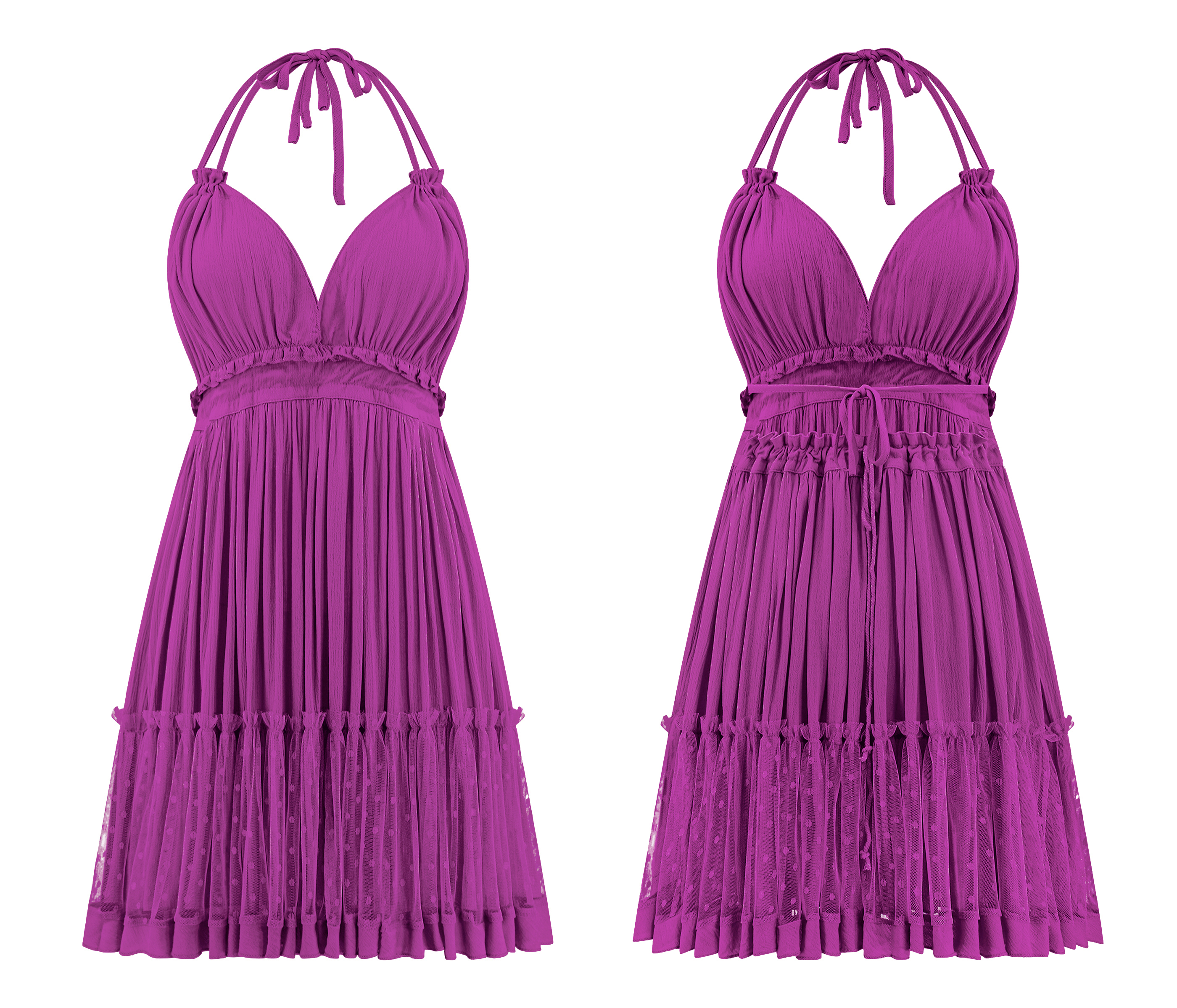 vivi◡̈♡ R.Vivimos Womens Summer Halter Deep V Neck Sexy Patchwork