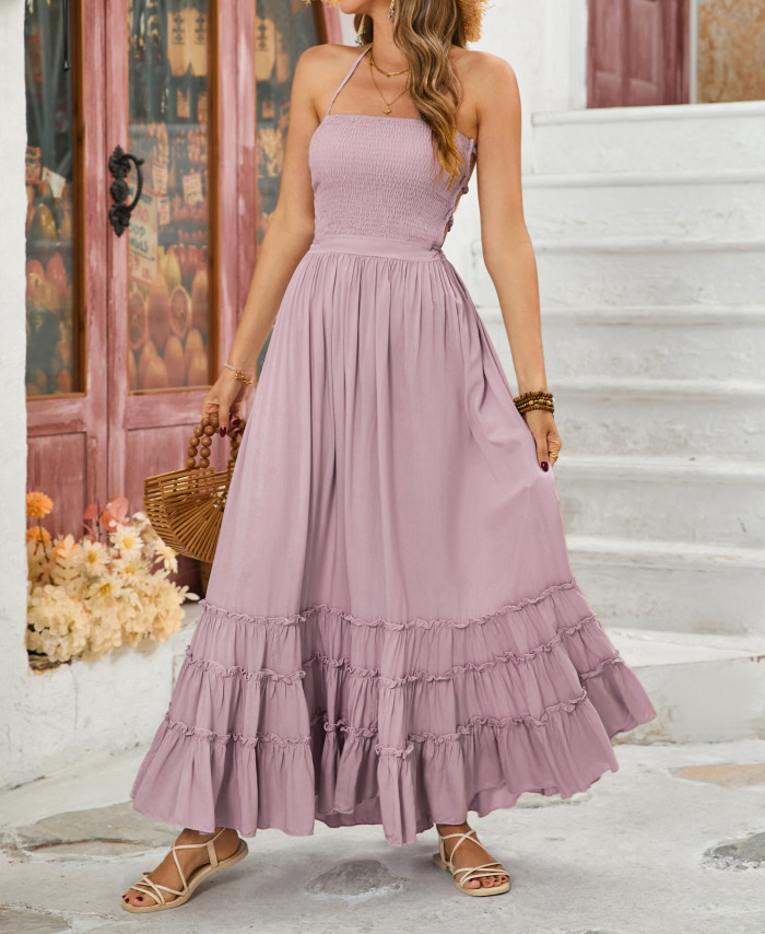 R.Vivimos Women Summer Cotton Sexy Blackless Long Dresses