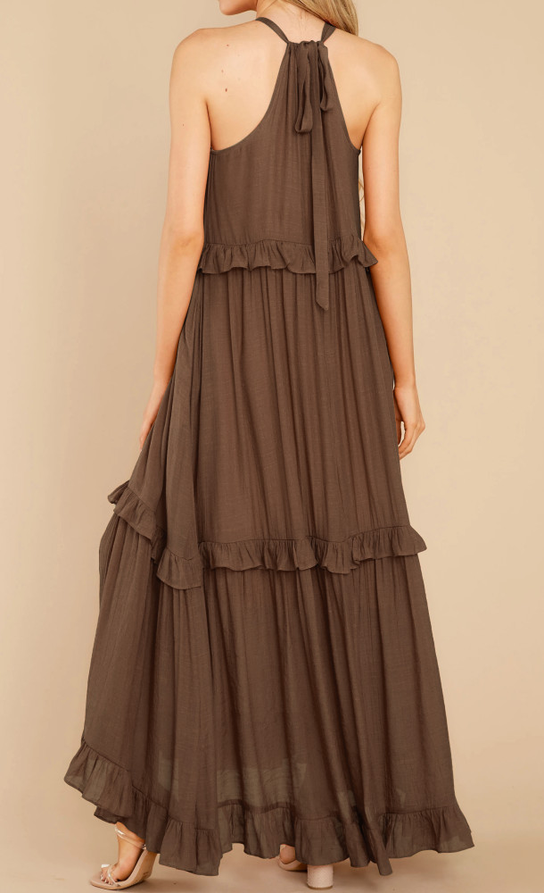 R.Vivimos Womens Summer Dress Cotton Sleeveless Halter Layered Ruffles Casual Boho Flowy Maxi Dress