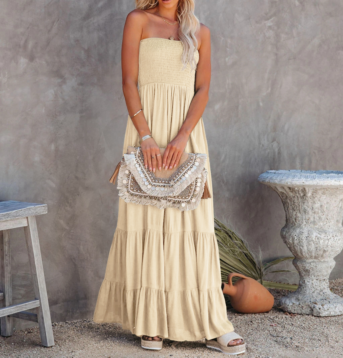 R.Vivimos Womens Summer Cotton Floral Print Strapless Boho Beach Casual Midi Tube Dresses 45