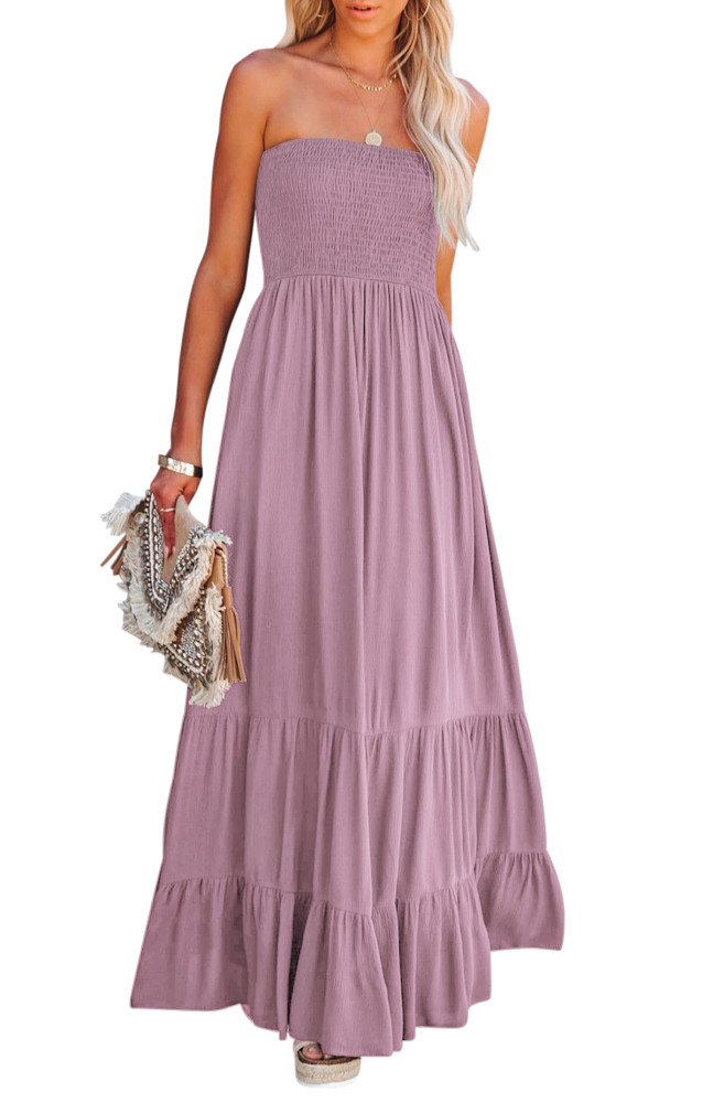 R.Vivimos Womens Summer Cotton Floral Print Strapless Boho Beach Casual Midi Tube Dresses