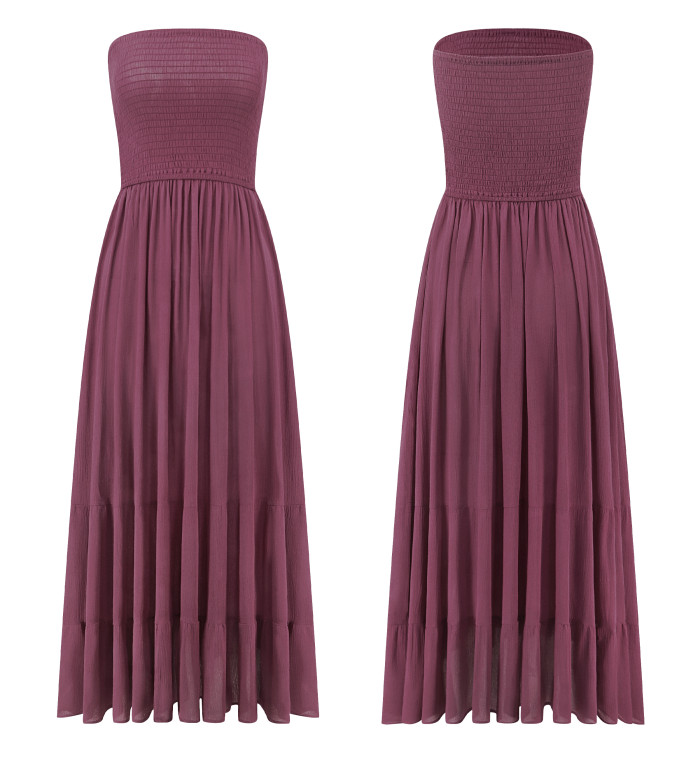 R.Vivimos Womens Summer Cotton Floral Print Strapless Boho Beach Casual Midi Tube Dresses