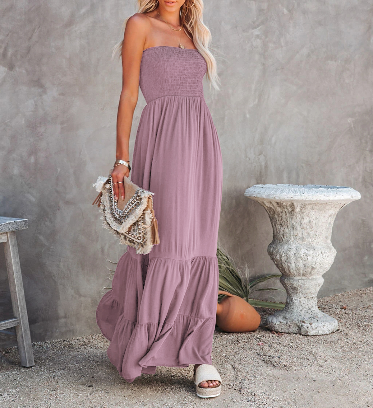 R.Vivimos Womens Summer Cotton Floral Print Strapless Boho Beach Casual Midi Tube Dresses 58