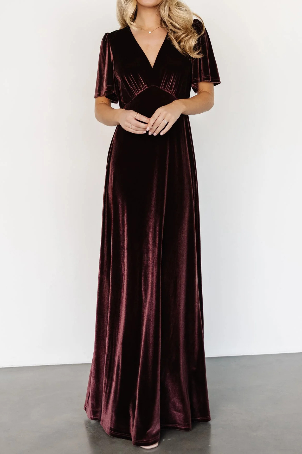 R.Vivimos Womens Fall Velvet Maxi Dress 2025 Short Sleeve V Neck Elegant Vintage Flowy Long Dresses3