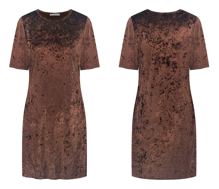 R.Vivimos Women's Summer Short Sleeve Crushed Velvet Mini Short Dresses