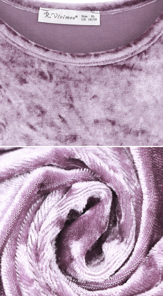 R.Vivimos Women's Summer Short Sleeve Crushed Velvet Mini Short Dresses