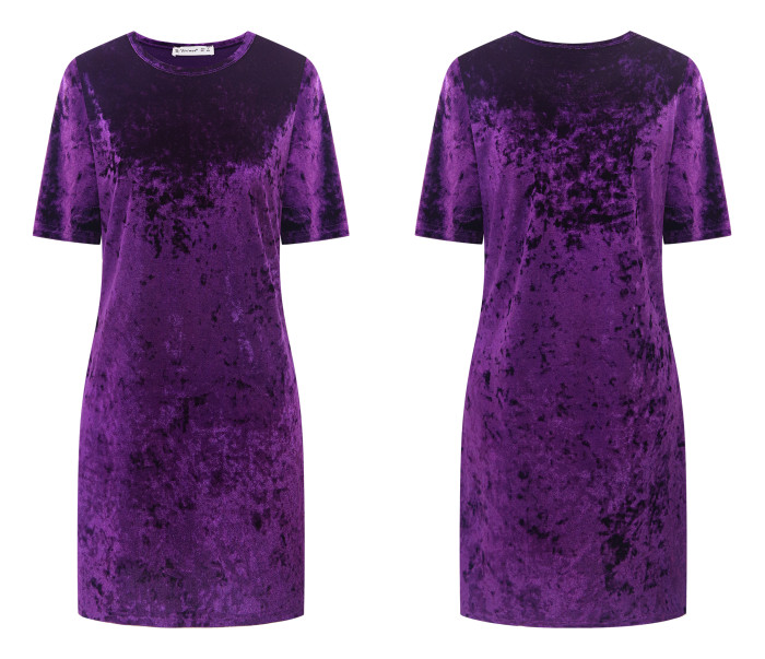 R.Vivimos Women's Summer Short Sleeve Crushed Velvet Mini Short Dresses