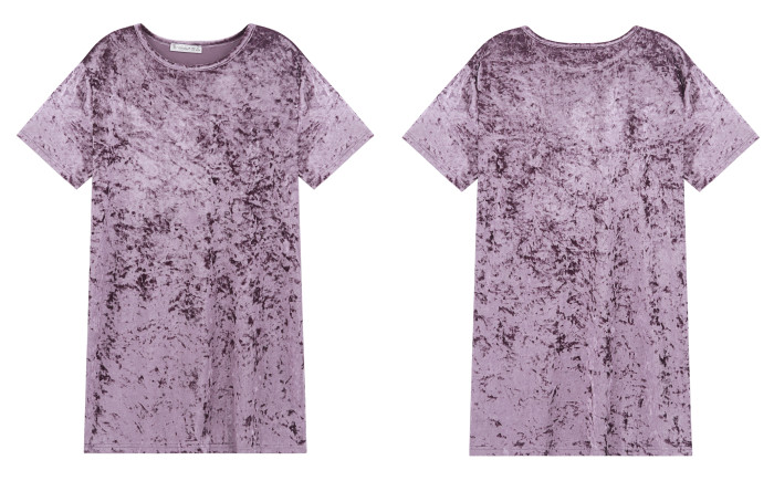 R.Vivimos Women's Summer Short Sleeve Crushed Velvet Mini Short Dresses