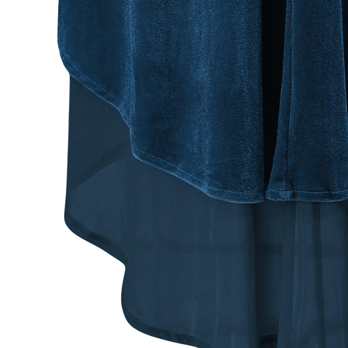 R.Vivimos Womens Ruffled Asymmetric Long Velvet Blazers Coat Casual Jackets