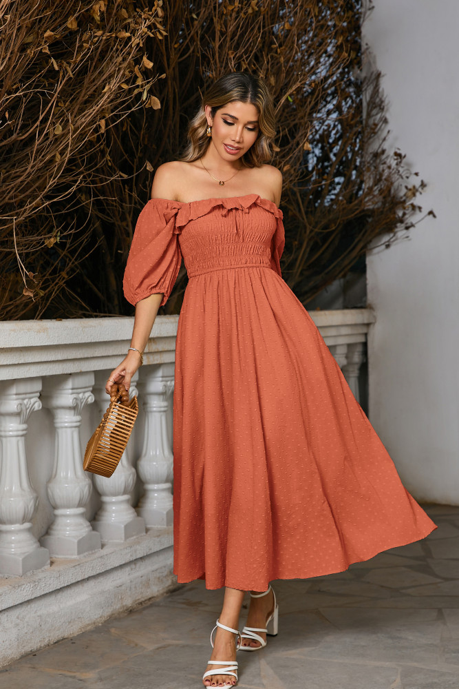 R.Vivimos Women Summer Half Sleeve Cotton Ruffled Vintage Elegant Backless A Line Flowy Long Dresses