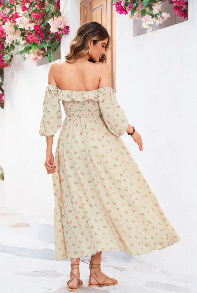 R.Vivimos Women Summer Half Sleeve Cotton Ruffled Vintage Elegant Backless A Line Flowy Long Dresses