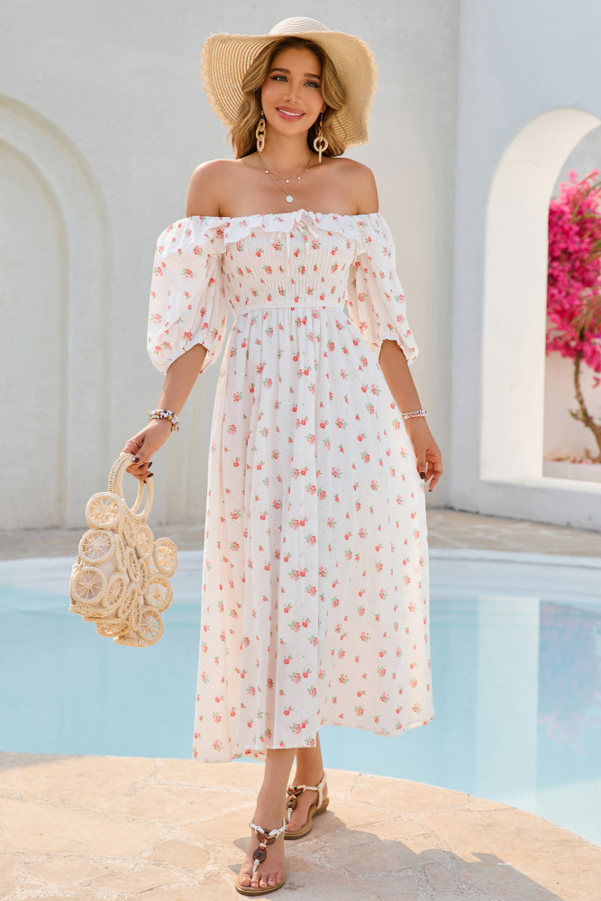 R.Vivimos Women Summer Half Sleeve Cotton Ruffled Vintage Elegant Backless A Line Flowy Long Dresses