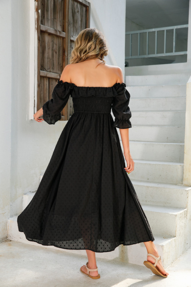 R.Vivimos Women Summer Half Sleeve Cotton Ruffled Vintage Elegant Backless A Line Flowy Long Dresses