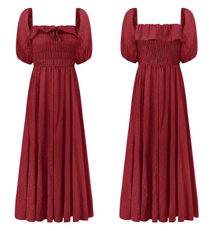 R.Vivimos Women Summer Half Sleeve Cotton Ruffled Vintage Elegant Backless A Line Flowy Long Dresses