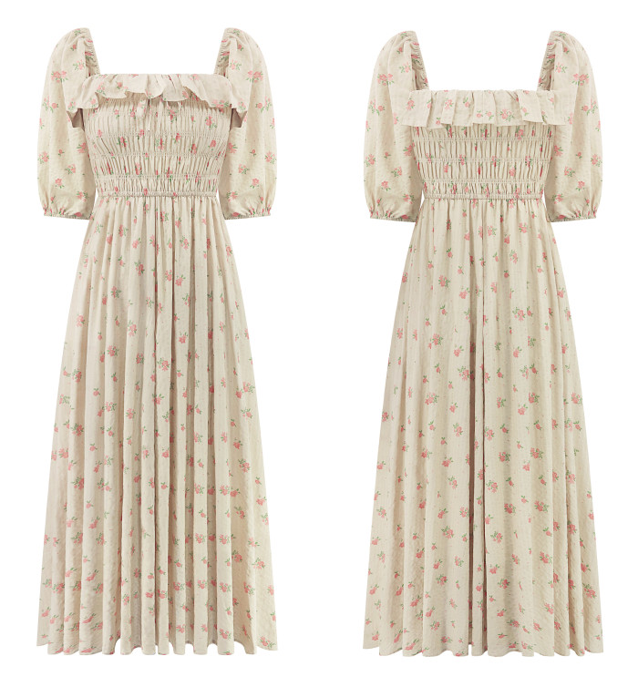 R.Vivimos Women Summer Half Sleeve Cotton Ruffled Vintage Elegant Backless A Line Flowy Long Dresses