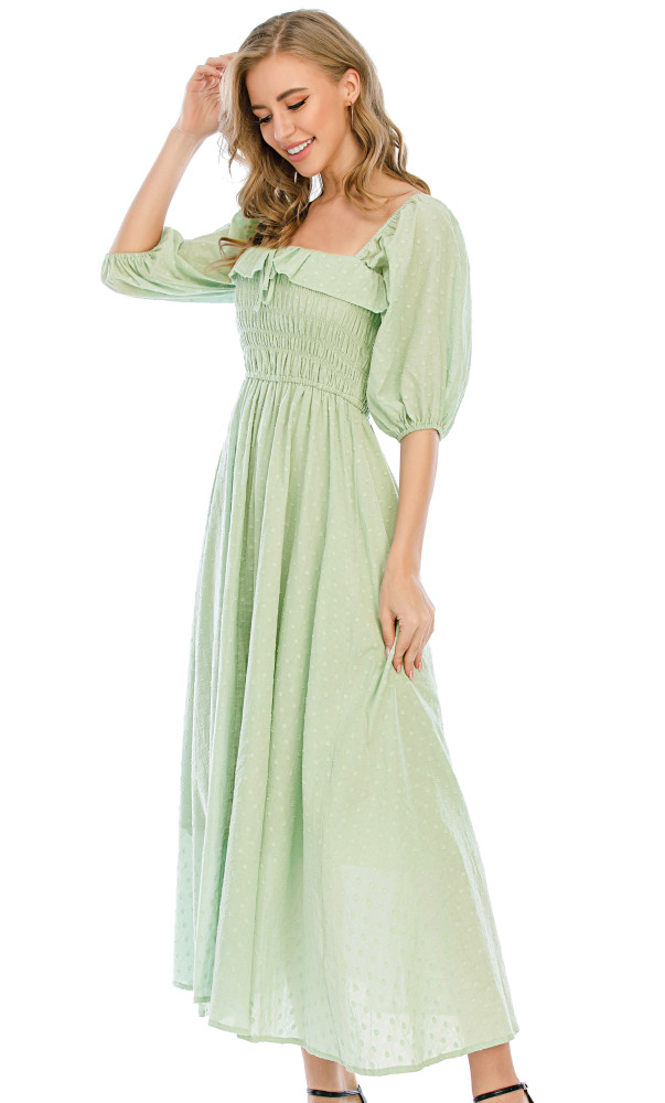 R.Vivimos Women Summer Half Sleeve Cotton Ruffled Vintage Elegant Backless A Line Flowy Long Dresses