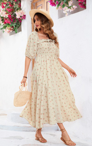R.Vivimos Women Summer Half Sleeve Cotton Ruffled Vintage Elegant Backless A Line Flowy Long Dresses