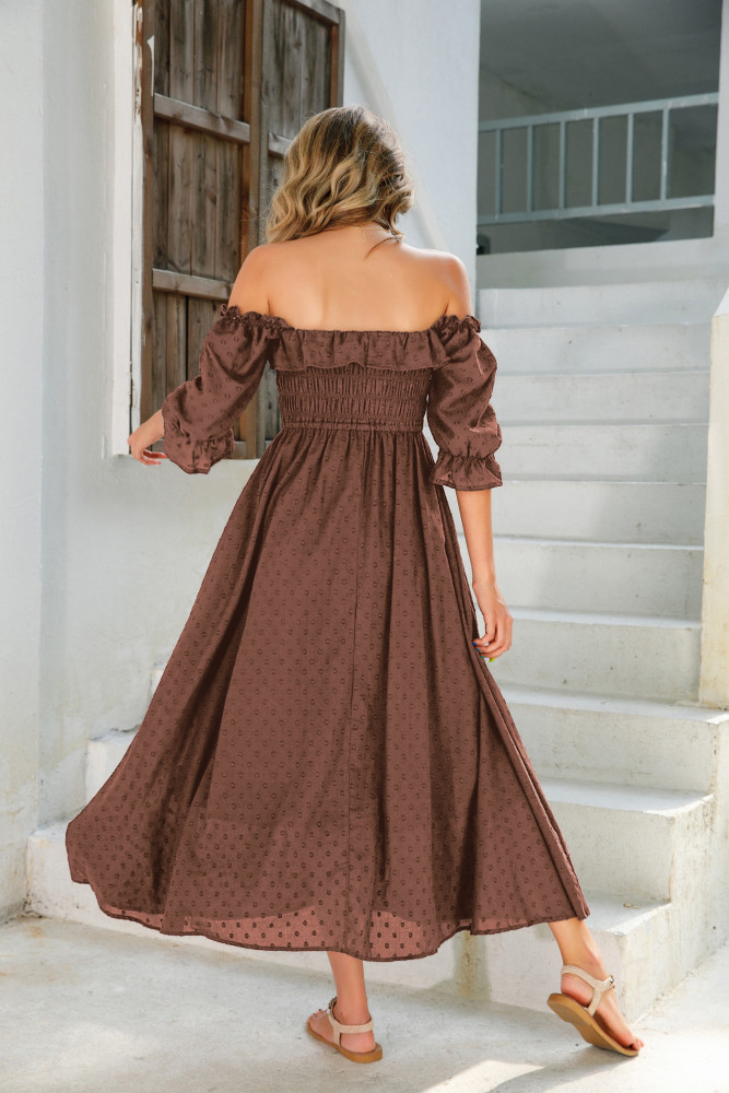 R.Vivimos Women Summer Half Sleeve Cotton Ruffled Vintage Elegant Backless A Line Flowy Long Dresses