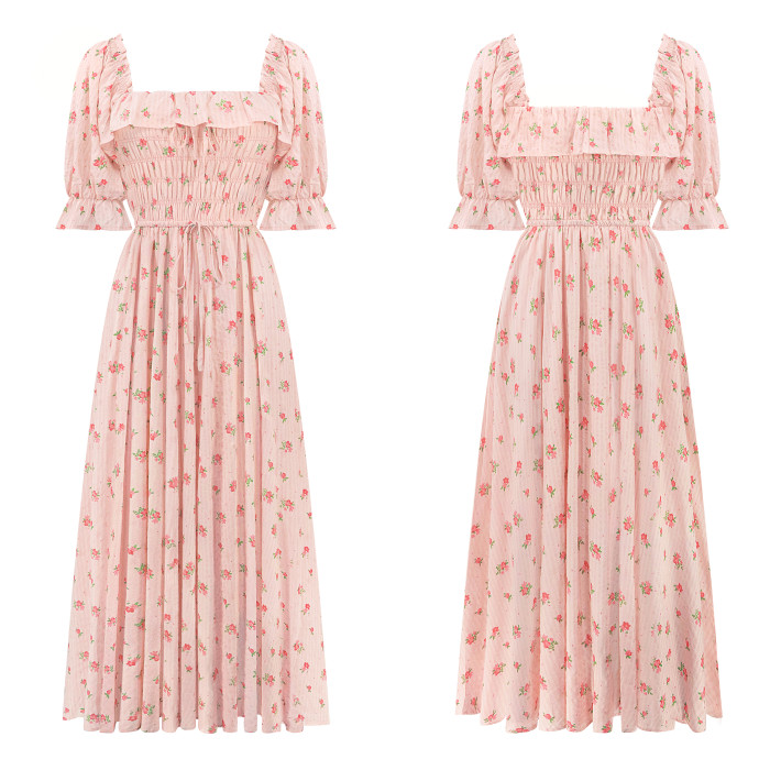 R.Vivimos Women Summer Half Sleeve Cotton Ruffled Vintage Elegant Backless A Line Flowy Long Dresses