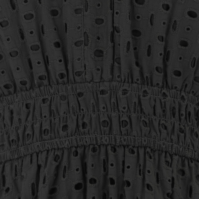 R.Vivimos Womens Summer Cotton Eyelet Dress 2025 Short Sleeve V Neck Elastic Waist Embroidered Hollow Out A-Line Mini Dress