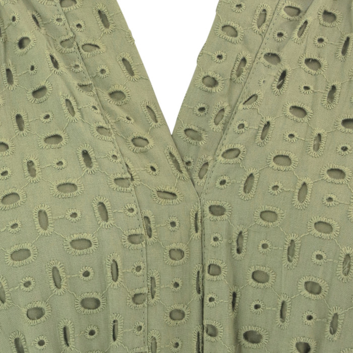 R.Vivimos Womens Summer Cotton Eyelet Dress 2025 Short Sleeve V Neck Elastic Waist Embroidered Hollow Out A-Line Mini Dress