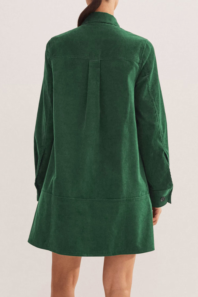R.Vivimos 2025 Fall Corduroy Cotton Casual Dresses for Women Long Sleeve Button Up Shift Mini Dress with Pockets